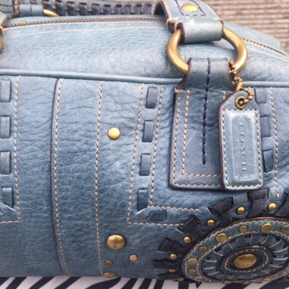 RARE COACH Ltd Edition Vintage Y2K Solo Mia Blue Denim Satchel/Coin  Wristlet - Picture 3 of 10